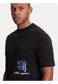Karl Lagerfeld - KARL LAGERFELD T-Shirt 755144 553225 Czarny Regular Fit. Typ kołnierza: dekolt w karo. Kolor: czarny. Materiał: bawełna #4