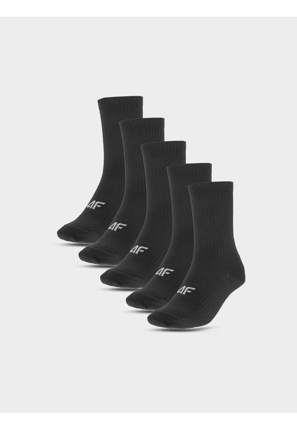 4f - 4F Skarpetki długie (5-pack) damskie - czarne 35-38. Kolor: czarny. Materiał: jeans, dresówka, prążkowany