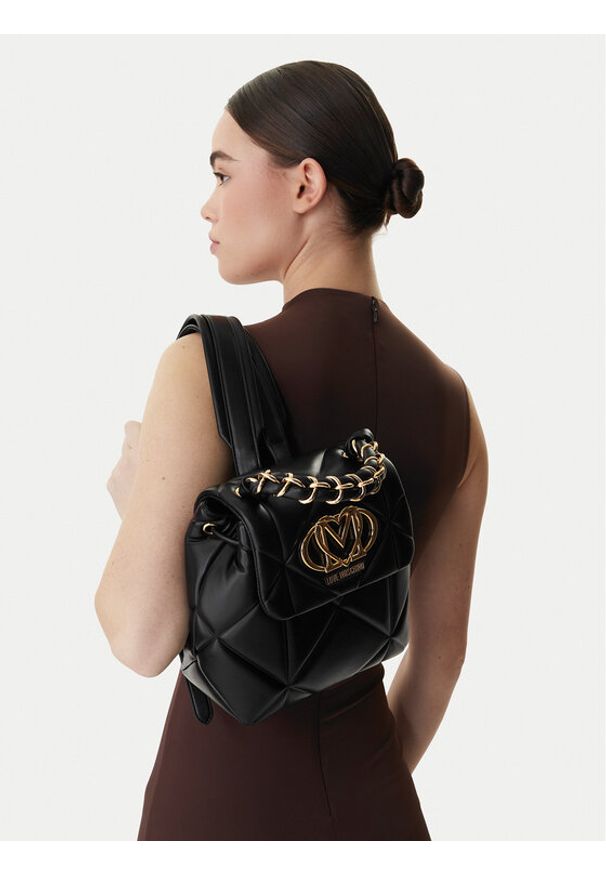 Love Moschino - LOVE MOSCHINO Plecak JC4114PP1OLC0000 Czarny. Kolor: czarny. Materiał: skóra