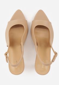 Renee - Ciemnobeżowe Sandały Slingback VICES na Szpilce z Odkrytym Noskiem Blooma. Okazja: na co dzień, na ślub cywilny, na wesele. Zapięcie: pasek. Kolor: beżowy. Materiał: jeans. Obcas: na szpilce. Styl: casual #4