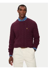 Polo Ralph Lauren Sweter 710775885507 Czerwony Regular Fit. Typ kołnierza: polo. Kolor: czerwony. Materiał: bawełna