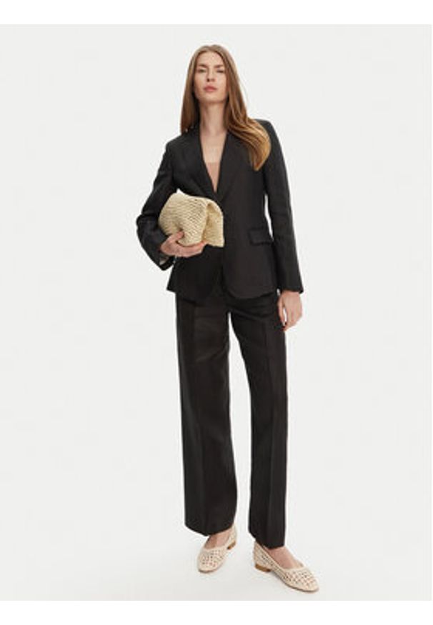 Weekend Max Mara Marynarka Nalut 2515041012 Czarny Regular Fit. Kolor: czarny. Materiał: len