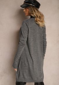 Renee - Ciemnoszary Kardigan Bez Zapięć o Prostym Kroju ze Wsuwanymi Kieszonkami Torinia. Okazja: na co dzień, do pracy. Kolor: szary. Materiał: jeans. Długość rękawa: długi rękaw. Długość: długie. Styl: casual