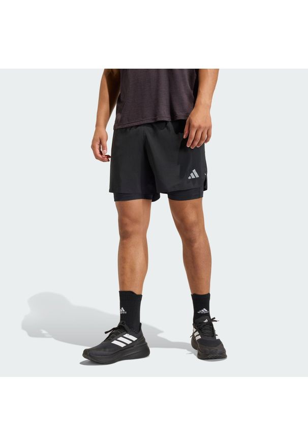 Adidas - Shorty adi365 Running Essentials 2w1. Kolor: czarny, wielokolorowy, biały. Sport: bieganie