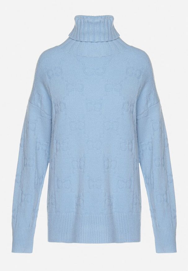 Born2be - Niebieski Klasyczny Golf Savera. Okazja: na co dzień. Typ kołnierza: golf. Kolor: niebieski. Materiał: jeans. Długość rękawa: długi rękaw. Długość: długie. Styl: klasyczny