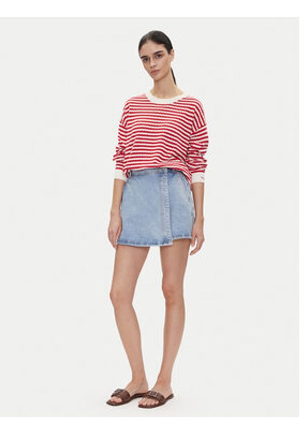 Pepe Jeans Sweter Poppy PL702278 Czerwony Regular Fit. Kolor: czerwony. Materiał: bawełna