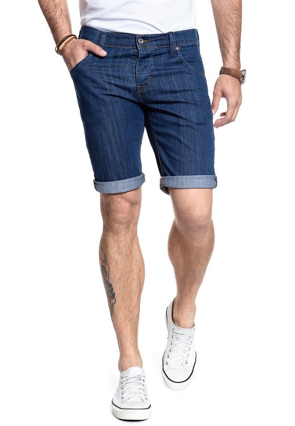 Mustang - SPODENKI MUSTANG 5 Pocket Short DENIM BLUE 1007373 5000 580. Materiał: denim
