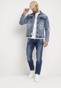 Born2be - Granatowe Jeansy Skinny z Lekkimi Przetarciami i Kieszeniami Gornia. Okazja: na spacer. Kolor: niebieski. Styl: klasyczny #6