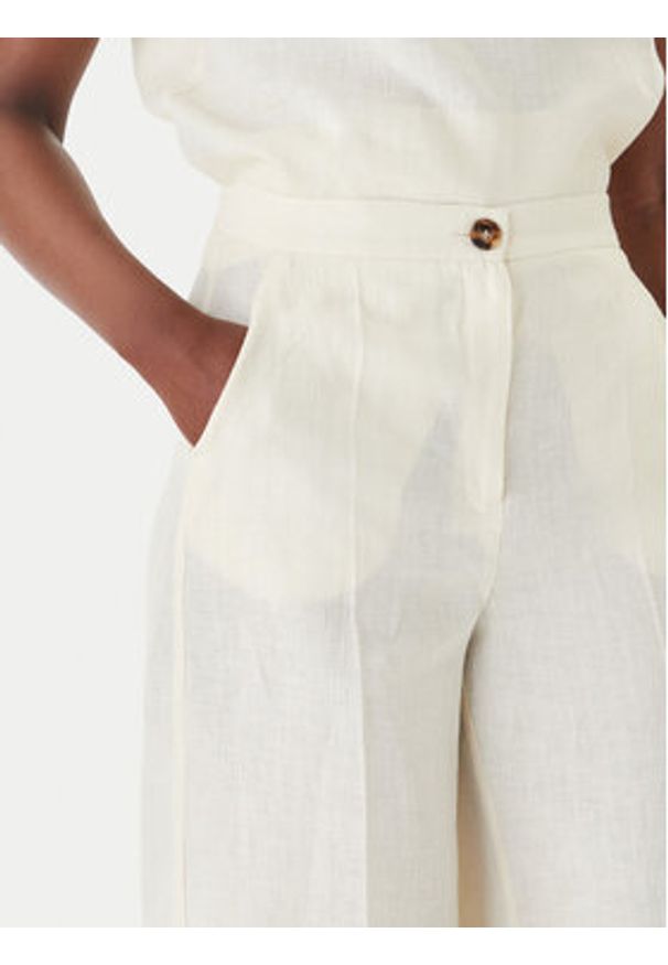 Marella Kuloty Clava 2615131182 Écru Regular Fit. Kolor: kremowy. Materiał: len