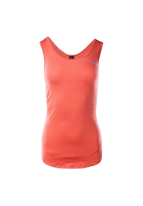 Hi-tec - Koszulka bezrękawnik damski Hi-Tec Lady Malia - pomarańczowa, Rozmiar S. Kolor: pomarańczowy. Materiał: poliester, elastan, skóra, materiał. Długość rękawa: bez rękawów. Sport: fitness