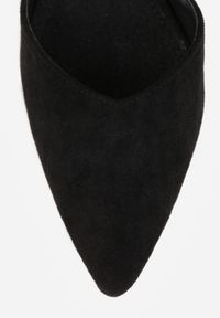 Renee - Czarne Czółenka Vices na Słupku ze Skórzaną Wkładką na Brokatowym Obcasie Ozdobione Paskami Learelia. Okazja: na wesele, na ślub cywilny. Zapięcie: pasek. Kolor: czarny. Materiał: skóra. Wzór: aplikacja. Obcas: na obcasie. Styl: wizytowy. Wysokość obcasa: średni #3