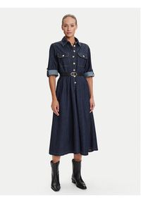 Liu Jo Sukienka jeansowa UF5148 D0268 Granatowy Regular Fit. Kolor: niebieski. Materiał: bawełna #4