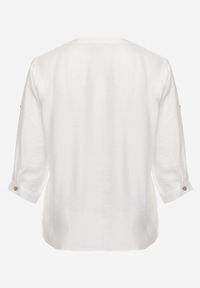 Born2be - Biała Bluzka Ozdobiona Guzikami i Haftowanymi Kwiatami Delmana. Okazja: na spacer, na uczelnię, na co dzień, na plażę. Kolekcja: plus size. Kolor: biały. Materiał: tkanina, materiał. Wzór: aplikacja, haft, kwiaty. Sezon: lato. Styl: wakacyjny, boho, klasyczny, casual #4