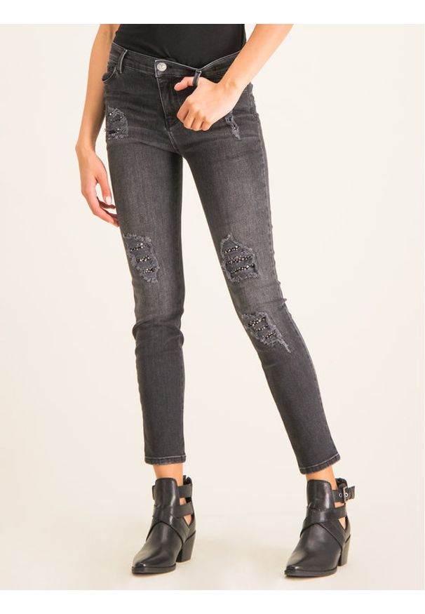 My Twin Jeansy Skinny Fit 201MP2311 Czarny Skinny Fit. Kolor: czarny. Materiał: jeans