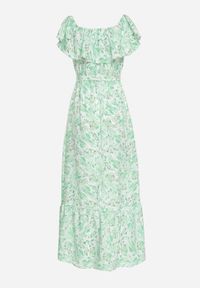 Born2be - Zielona Sukienka Hiszpanka z Bawełną w Kwiaty Mreova. Okazja: na co dzień. Typ kołnierza: dekolt hiszpanka. Kolor: zielony. Materiał: bawełna. Wzór: kwiaty. Styl: klasyczny, casual, elegancki #7