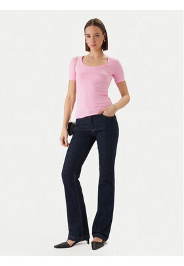 Just Cavalli T-Shirt 80PAHE22 CJ112 Różowy Slim Fit. Kolor: różowy. Materiał: bawełna