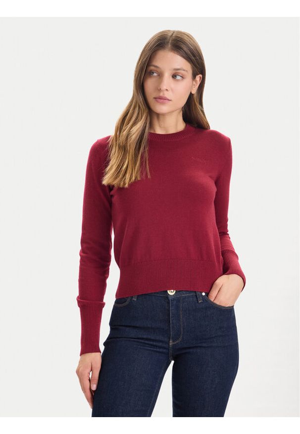 Guess Jeans Sweter W4BR83 Z3HO2 Czerwony Regular Fit. Kolor: czerwony. Materiał: syntetyk