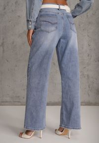 Renee - Niebieskie Jeansy High Waist Szerokie Astista. Okazja: na co dzień. Stan: podwyższony. Kolor: niebieski. Styl: casual, street #4