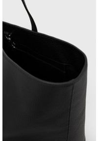 BOSS torebka skórzana kolor czarny. Kolor: czarny. Materiał: skórzane. Rodzaj torebki: na ramię #3