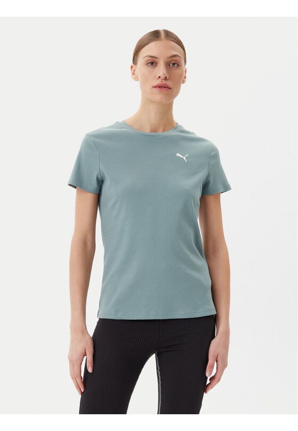 Puma T-Shirt Ess Elevated 685021 Zielony Slim Fit. Kolor: zielony. Materiał: bawełna