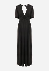 Renee - Czarna Sukienka Delsarte. Okazja: na wesele, na ślub cywilny. Kolor: czarny. Typ sukienki: plisowane. Styl: elegancki, wizytowy. Długość: maxi #4