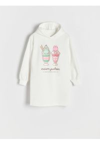Reserved - Sukienka z pachnącym nadrukiem Pusheen - złamana biel. Materiał: bawełna, dzianina. Wzór: nadruk #1