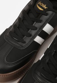 Born2be - Czarno-Białe Sneakersy w Stylu Tenisówek z Paskami na Boku Saliena. Okazja: na co dzień. Zapięcie: pasek. Kolor: czarny. Materiał: skóra, jeans #3