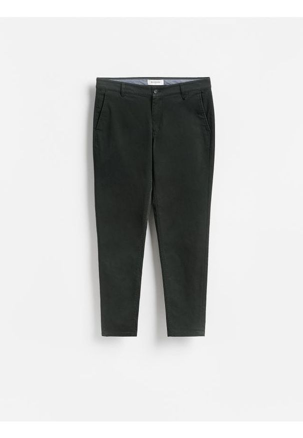 Reserved - Spodnie chino slim fit - zielony. Kolor: zielony. Materiał: bawełna, tkanina