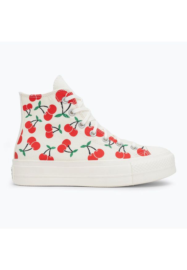 Trampki damskie Converse Chuck Taylor All Star Lift Platform Cherries Hi. Kolor: czerwony, wielokolorowy, beżowy. Obcas: na platformie. Model: Converse All Star