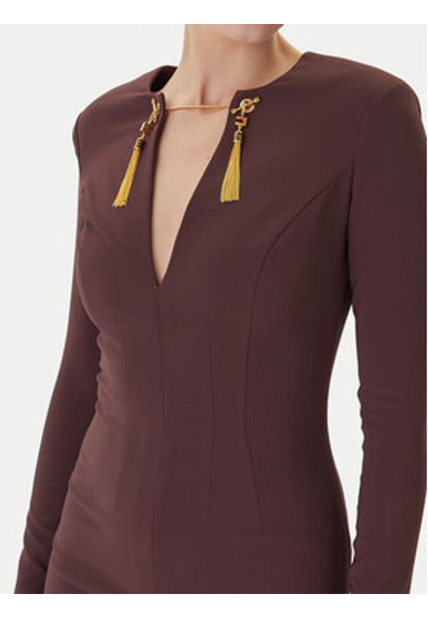 Elisabetta Franchi Sukienka koktajlowa AB-805-57E2-V460 Bordowy Slim Fit. Kolor: czerwony. Materiał: syntetyk. Styl: wizytowy