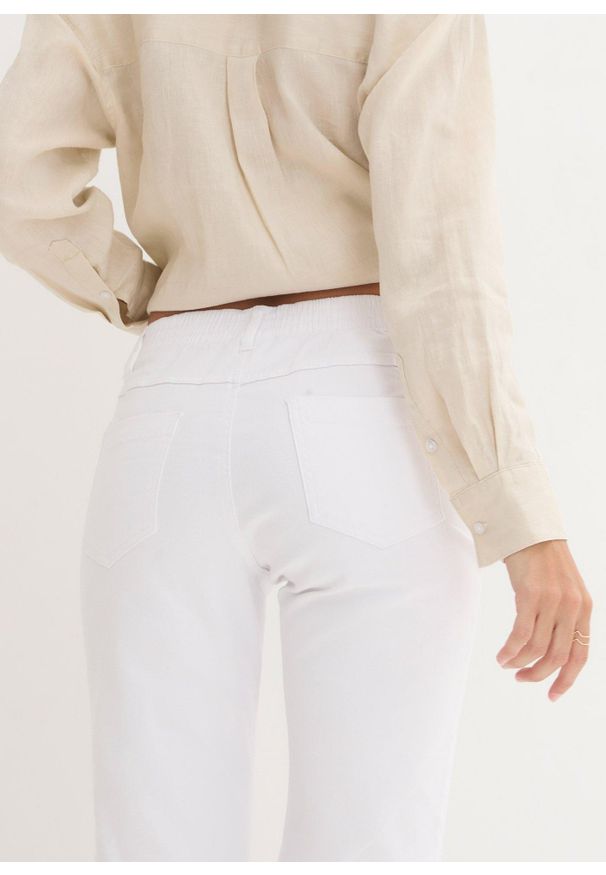 bonprix - Bermudy ze stretchem (2 pary). Kolor: biały. Materiał: jeans