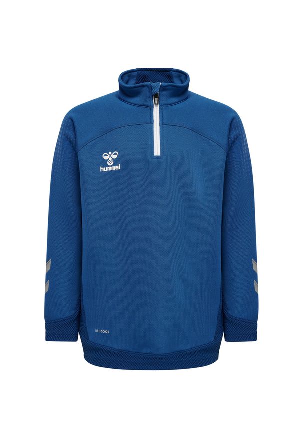 Dziecięca bluza dresowa z półzamkiem Hummel Lead. Kolor: niebieski. Materiał: dresówka. Sport: piłka nożna