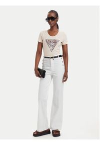 Guess T-Shirt 182454 Beżowy Classic Fit. Kolor: beżowy. Materiał: bawełna #5