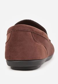 Born2be - Brązowe Półbuty Mokasyny z Przeszyciami przy Nosku Orusa. Okazja: na co dzień, do pracy. Kolor: brązowy. Materiał: len, jeans. Wzór: gładki. Styl: elegancki, casual #4