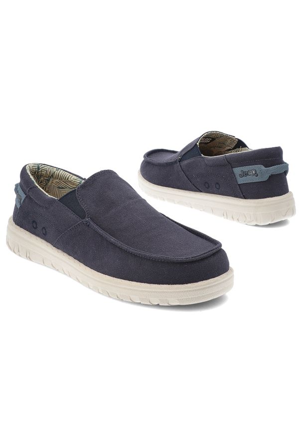 Granatowe Półbuty Jeep Stylowe Wsuwane Obuwie Męskie. Okazja: na co dzień, na spacer. Zapięcie: bez zapięcia. Kolor: niebieski. Materiał: jeans, guma. Sezon: lato. Styl: elegancki