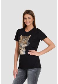 Guess - GUESS Czarny damski T-shirt Leopard Jewel Easy Tee, Rozmiar S. Kolor: czarny #4