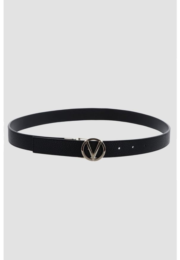 Valentino by Mario Valentino - VALENTINO Czarny pasek damski Roof Plaque Buckle Belt, Rozmiar XS. Kolor: czarny