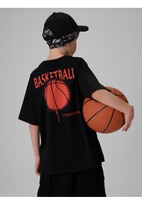 4f - 4F T-shirt loose z nadrukiem chłopięcy - czarny 158/164 (12-14 lat). Kolor: czarny. Materiał: materiał. Wzór: nadruk. Sezon: lato #1