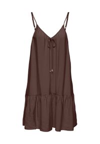 only - ONLY Sukienka letnia Misara 15373962 Brązowy ciemny Regular Fit. Kolor: brązowy. Materiał: wiskoza. Sezon: lato #1