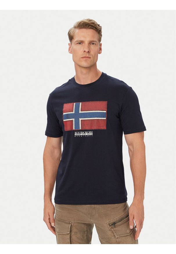 Napapijri T-Shirt S-Flag Tiki Ss NP0A8A6I1761 Granatowy Regular Fit. Kolor: niebieski. Materiał: bawełna