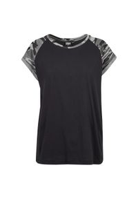 Urban Classics - T-shirt Damski Kontrastowy Raglanowy. Kolor: zielony, wielokolorowy, czarny, brązowy. Długość rękawa: raglanowy rękaw