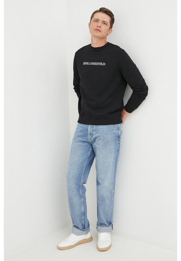 Karl Lagerfeld bluza męska kolor czarny z nadrukiem. Kolor: czarny. Materiał: materiał. Wzór: nadruk
