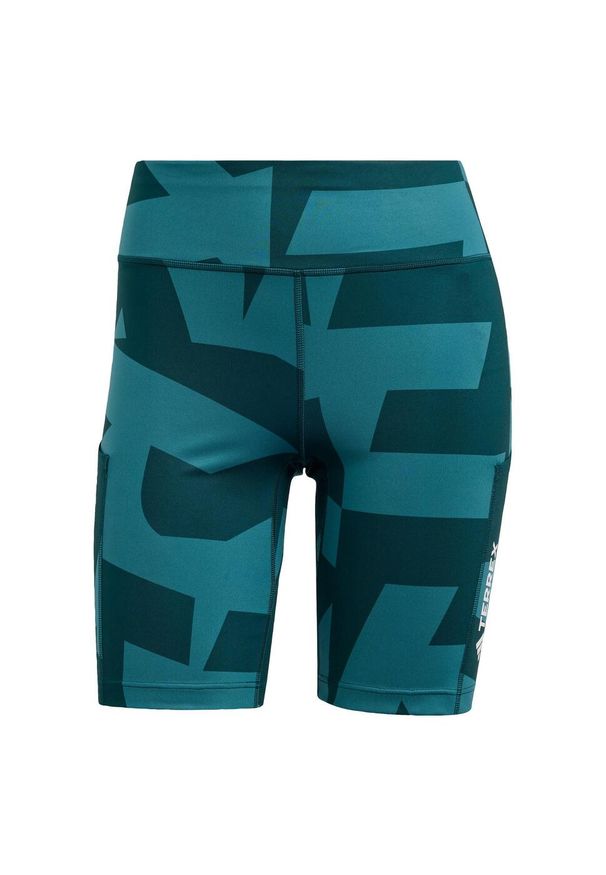Adidas - Szorty Terrex Multi 8-Inch Tight Printed. Kolor: zielony. Materiał: materiał
