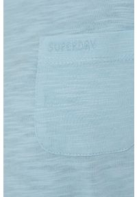 Superdry t-shirt damski. Kolor: niebieski. Materiał: bawełna, materiał, dzianina, tkanina, jedwab. Długość rękawa: krótki rękaw. Długość: krótkie. Wzór: gładki #3