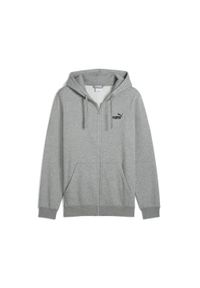Puma - Męska rozpinana bluza z kapturem Essentials z logo No. 1 PUMA. Typ kołnierza: kaptur. Kolor: szary. Wzór: haft. Sport: bieganie