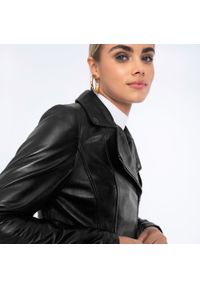 Wittchen - Damska kurtka skórzana z paskiem czarna. Kolor: czarny. Materiał: skóra. Sezon: wiosna, jesień. Styl: klasyczny, elegancki #2