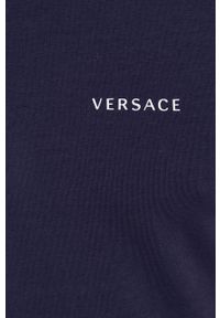 VERSACE - Versace T-shirt męski kolor granatowy gładki. Okazja: na co dzień. Kolor: niebieski. Materiał: dzianina. Wzór: gładki. Styl: casual #3
