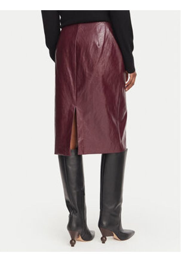 Marella Spódnica z imitacji skóry Biada 2623106071 Bordowy Slim Fit. Kolor: czerwony. Materiał: wiskoza