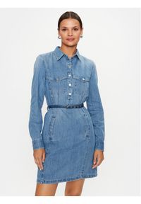 Guess Sukienka jeansowa W3YK55 D52R1 Niebieski Regular Fit. Kolor: niebieski. Materiał: bawełna