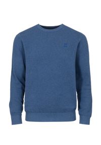 Ochnik - Niebieski bawełniany sweter męski z logo. Kolor: niebieski. Materiał: bawełna. Długość: długie. Wzór: aplikacja